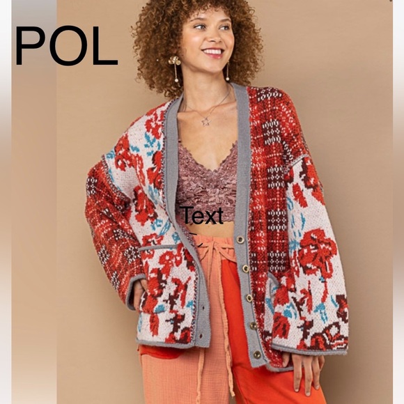 POL Sweaters - BP20❤️🧡Re-ordered! POL powerful cinnamon+cream floral cardi perfect4 day2date!